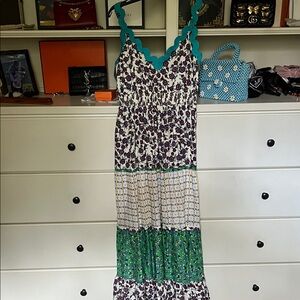 Melloday Floral Tiered Maxi Dress with Scalloped Straps M Easter spring maxi